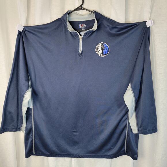 NBA Dallas Mavericks 1/4 Zip Pullover Mens 3XT Navy Gray Long Sleeve Majestic - Picture 2 of 5